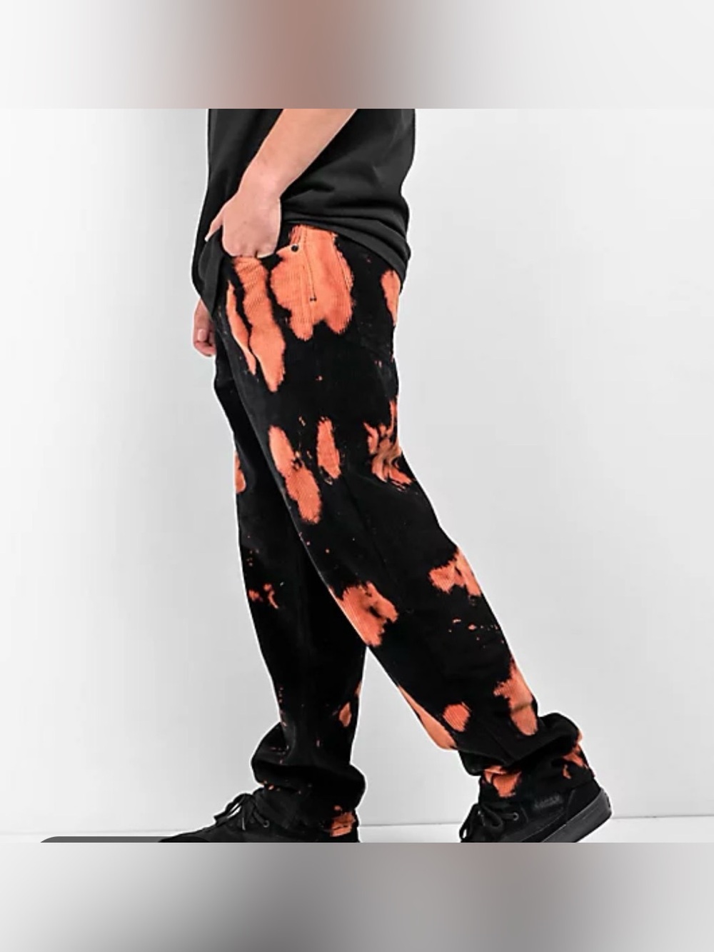 Empyre Loose Fit Bleached Orange and Black Corduroy Skate Pants Size 30